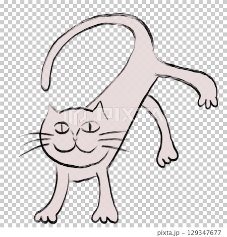 Unique cat line drawing illustration (transparent PNG) 129347677