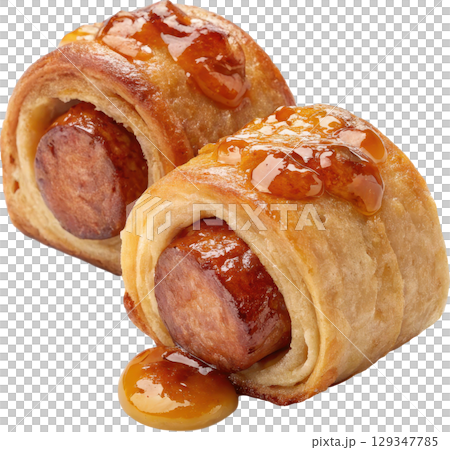 Autumn Baked Sausage Pastry Bites 129347785