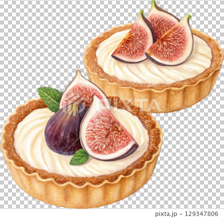 Autumn Delectable Fig Tartlets with Creamy Filling 129347806