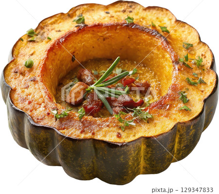 Autumn Roasted Acorn Squash Ring with Herbs 129347833