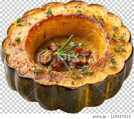 Autumn Roasted Acorn Squash Ring with Herbs 129347833