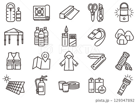 災害・防災アイコン01　Disaster Prevention icons 129347892