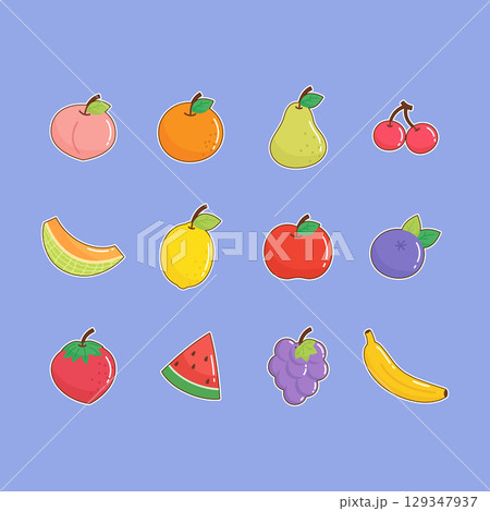 isolated mixed fruit elements isolated mixed fruit elements 129347937