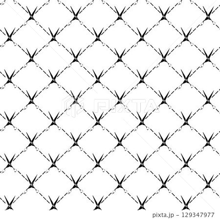 Scissors Hair Salon seamless pattern. Vector graphic line ink illustration. Barbershop and beauty salon background. Hairdresser black scissors on white background Scissors Hair Salon seamless pattern. Vector graphic line ink illustration. Barbershop and beauty salon background. Hairdresser black scissors on white background 129347977