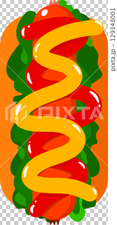 ホットドッグのイラスト 129348001