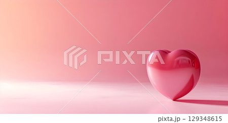 Pink heart on pink background, Valentine's day concept, Love Background - Ai Generated 129348615
