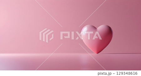 Pink heart on pink background, Valentine's day concept, Love Background - Ai Generated 129348616