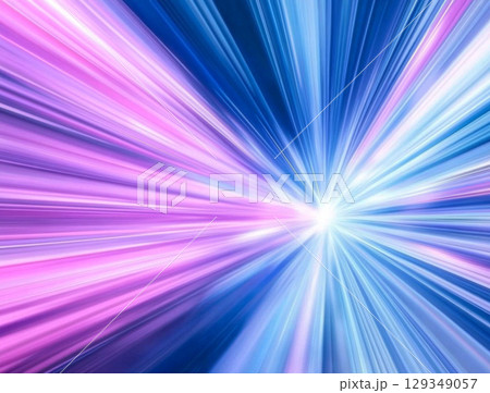 Blue and purple glowing rays of light radiating with a futuristic theme 129349057
