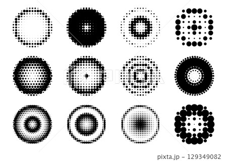 design elements. Halftone dotted frames set. Vector illustration design elements. Halftone dotted frames set. Vector illustration 129349082