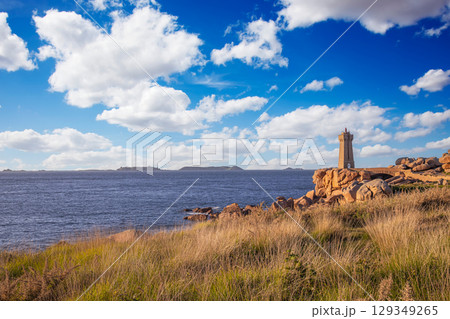 Ploumanac'h Lightouse of Mean Ruz, cotes-d'armor, brittany, france 129349265