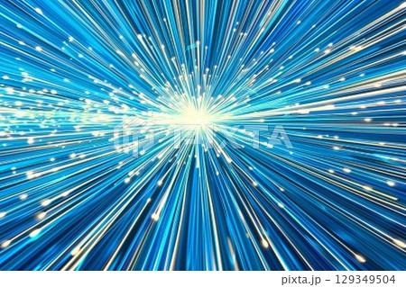 放射状に広がる青い光のエネルギー 放射状に広がる青い光のエネルギー 129349504