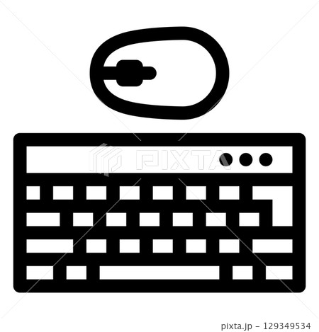 Computer keyboard and mouse kit icon. Peripheral equipment. PC hardware component. Outline style. 48x48 px Computer keyboard and mouse kit icon. Peripheral equipment. PC hardware component. Outline style. 48x48 px 129349534