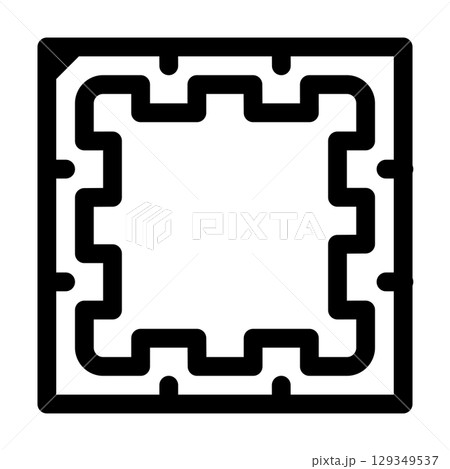 Desktop computer CPU icon. PC hardware component. Outline style. 48x48 px 129349537