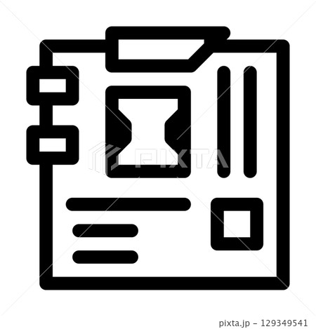 Motherboard icon. PC hardware component. Outline style. 48x48 px 129349541