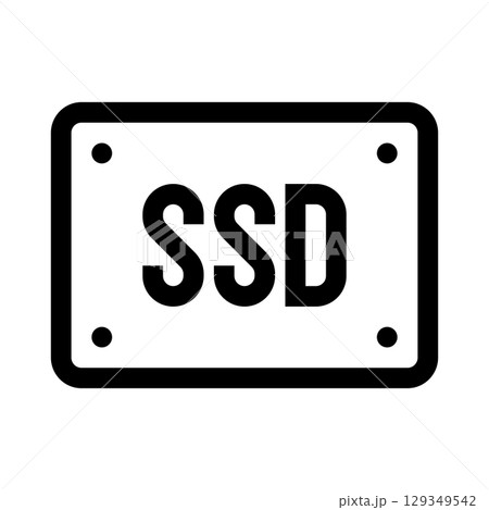 Desktop computer solid-state drive. SSD icon. PC hardware component. Outline style. 48x48 px 129349542