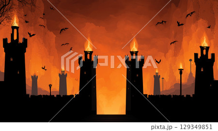 Halloween Halloween with orange pumpkin, beautiful background for advertising, fun on the scariest night. 129349851
