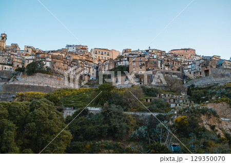 Italian Village Built Over The Mountain  129350070