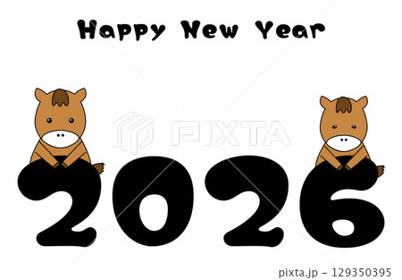 シンプル年賀状　2026  Happy New Year 129350395