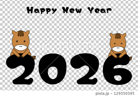 シンプル年賀状　2026  Happy New Year 129350395