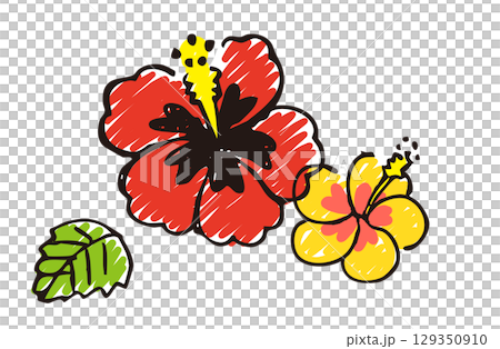 Cute hand-drawn illustration of hibiscus 129350910