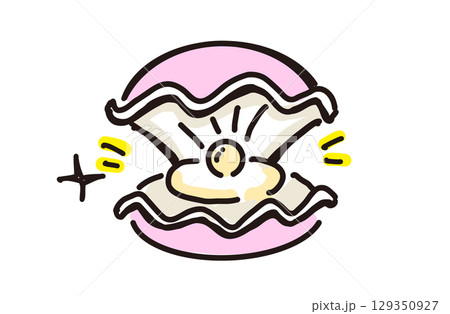 可愛い手書きイラスト 真珠貝 可愛い手書きイラスト 真珠貝 129350927