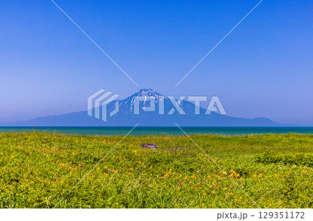 【北海道_稚内市_浜勇知園地】日本海に浮かぶ利尻富士を眺望 6月 7月 【北海道_稚内市_浜勇知園地】日本海に浮かぶ利尻富士を眺望 6月 7月 129351172