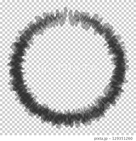 Hand-drawn line circular frame watercolor ink 129351260