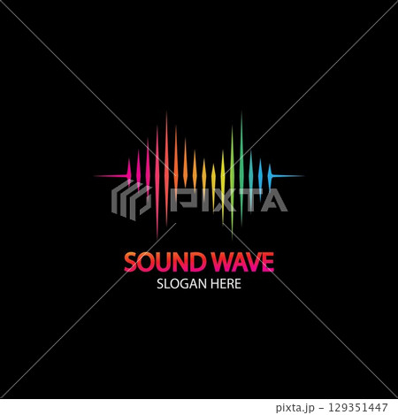 Sound Wave. Colorful sound waves for party, DJ, pub, clubs, discos. Audio equalizer technology. illustration 129351447