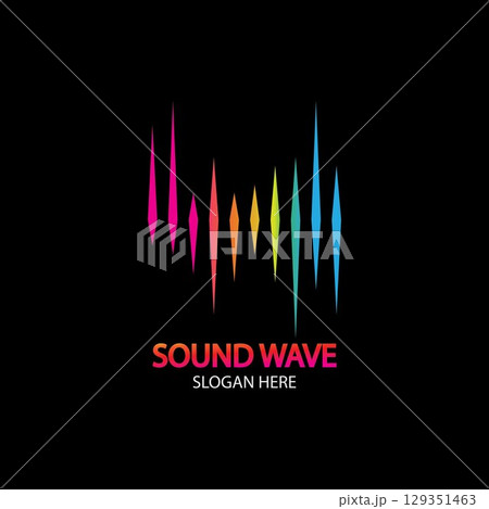 Sound Wave. Colorful sound waves for party, DJ, pub, clubs, discos. Audio equalizer technology. illustration 129351463