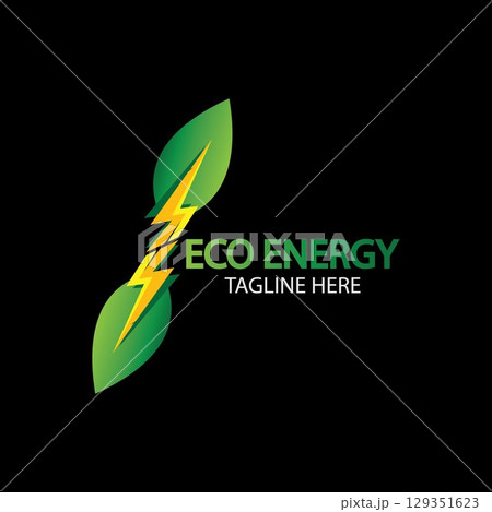 Eco Energy Vector Logo with leaf symbol. Green color with flash or thunder graphic. Nature and electricity renewable. This logo is suitable for technology, recycle, organic. Eco Energy Vector Logo with leaf symbol. Green color with flash or thunder graphic. Nature and electricity renewable. This logo is suitable for technology, recycle, organic. 129351623