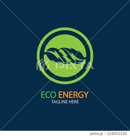 Eco Energy Vector Logo with leaf symbol. Green color with flash or thunder graphic. Nature and electricity renewable. This logo is suitable for technology, recycle, organic. Eco Energy Vector Logo with leaf symbol. Green color with flash or thunder graphic. Nature and electricity renewable. This logo is suitable for technology, recycle, organic. 129352250