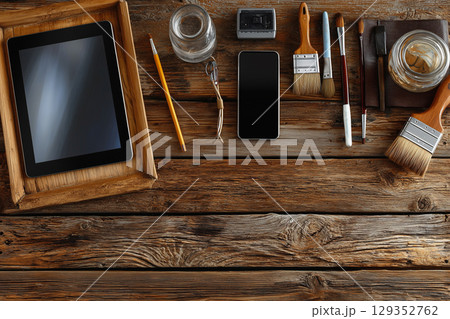 Creative workspace tools for artistic projects and illustrations 129352762