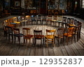 Chairs arranged in a circle promote unity and inclusion 129352837