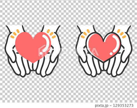 Illustration 2 of a heart in both hands Vector 129353273