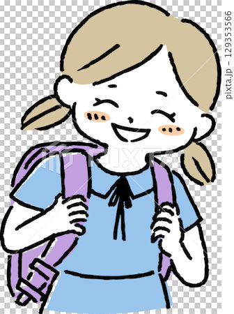 Smiling girl carrying a parcel Smiling girl carrying a parcel 129353566