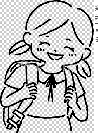 Smiling girl carrying a parcel 129353569