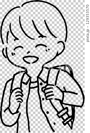 ランドセルを背負う笑顔の男の子 129353570