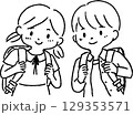 ランドセルを背負う男の子と女の子 129353571