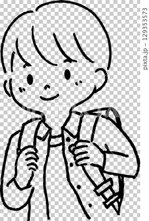 A boy carrying a school bag A boy carrying a school bag 129353573