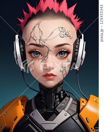 劣化した女性アンドロイド 129355343
