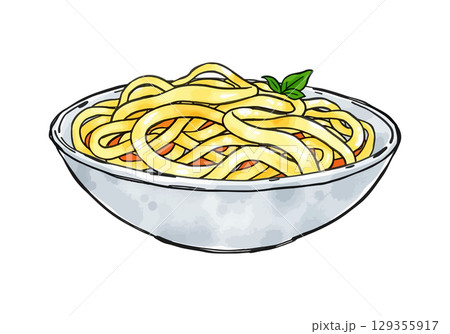 Watercolor vector illustration of pasta. 129355917