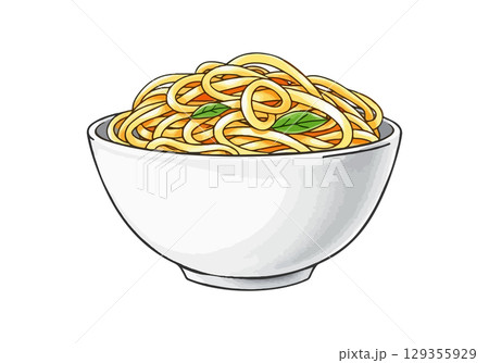 Watercolor vector illustration of pasta. 129355929