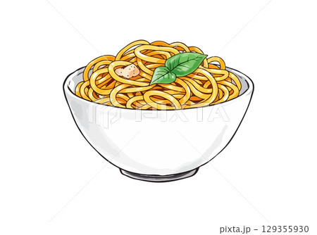 Watercolor vector illustration of pasta. 129355930