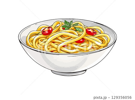 Watercolor vector illustration of pasta. 129356056