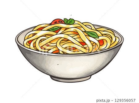 Watercolor vector illustration of pasta. 129356057