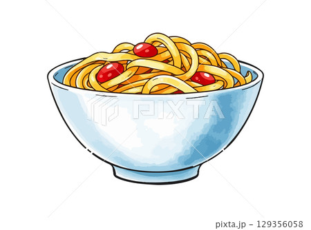 Watercolor vector illustration of pasta. 129356058