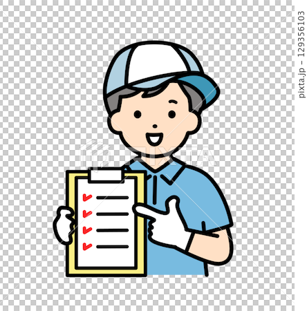 Male worker holding a file, contractor, delivery, delivery, moving contractor, man, upper body, illustration material, staff 129356103