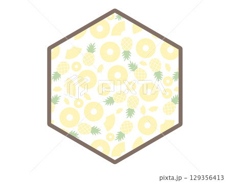 パイナップルの六角形のフレーム 129356413