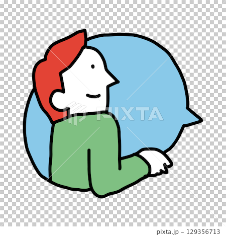講話泡泡-男人抬頭的插圖圖標 129356713