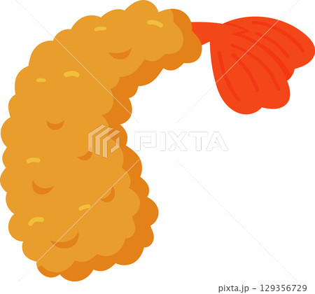 Japanese shrimp tempura in hand drawn cartoon style. Asian food for restaurants menu 129356729